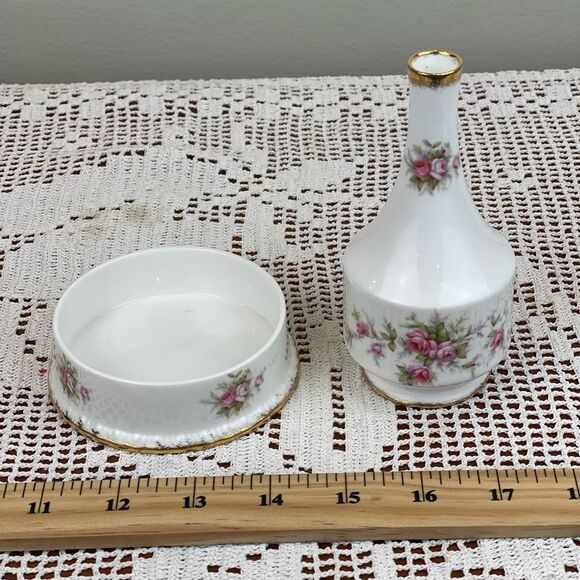Vintage PARAGON Victoriana Rose small vase and small dish || ENGLAND - Picture 5 of 12